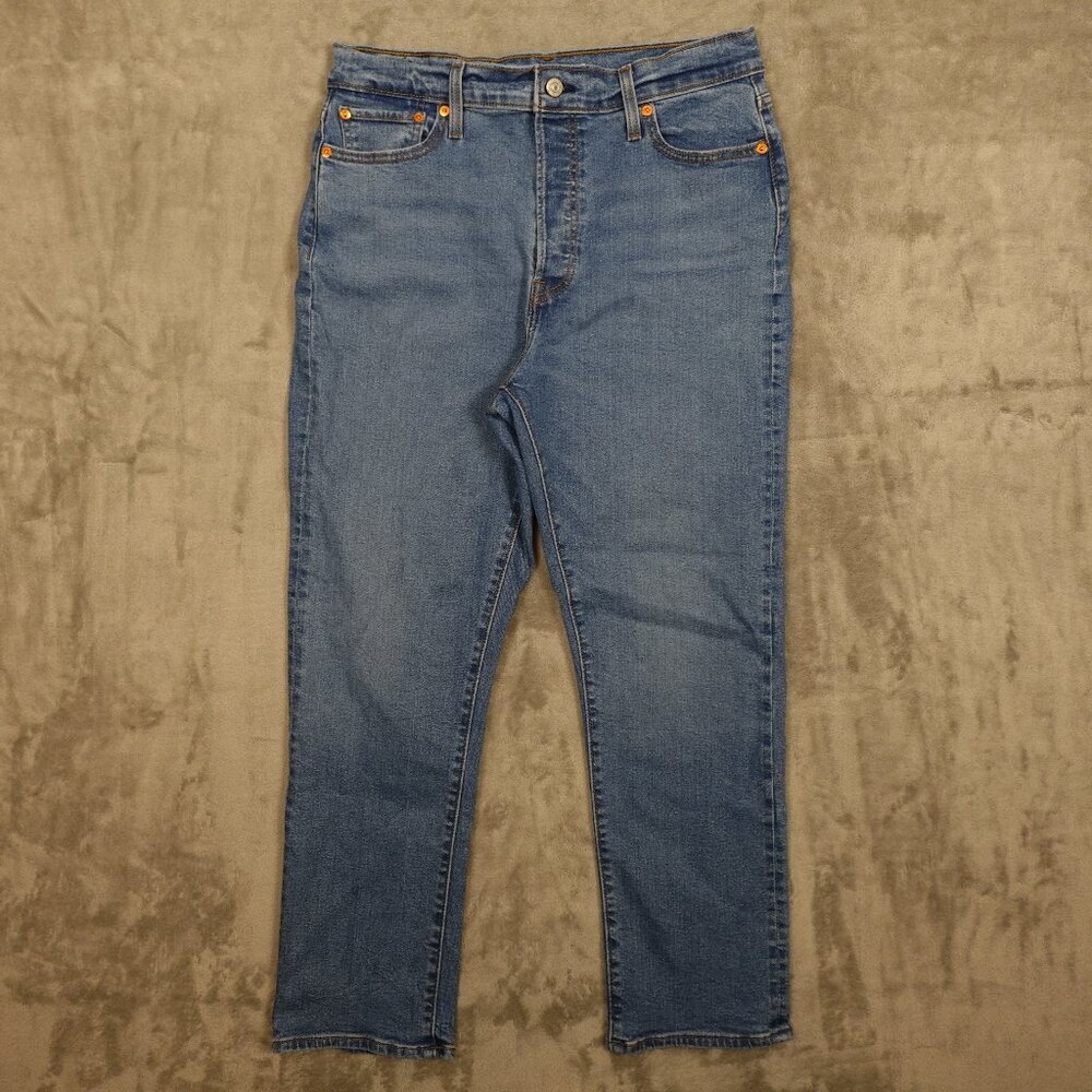 Levi's jeans wedgie straight women's 32 light wash blue red tab